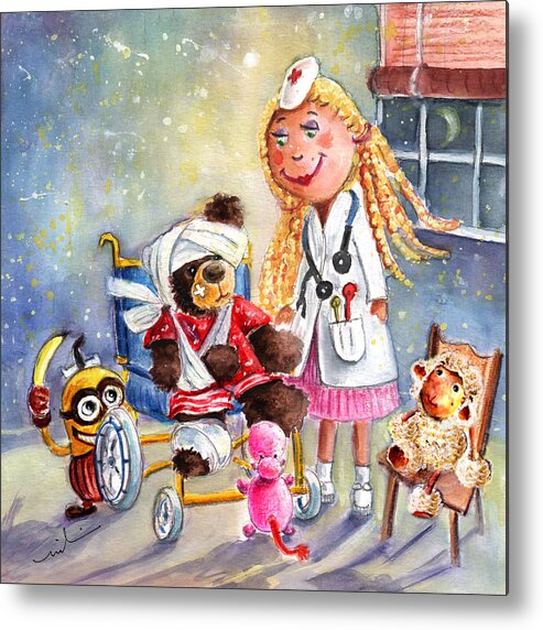 Animals Metal Print featuring the painting Truffle McFurry And The Minion by Miki De Goodaboom