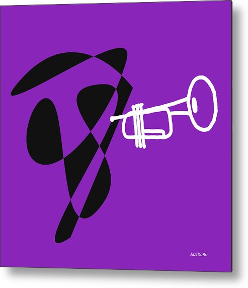 Trumpet Lessons Metal Print featuring the digital art Trumpet in Purple by David Bridburg