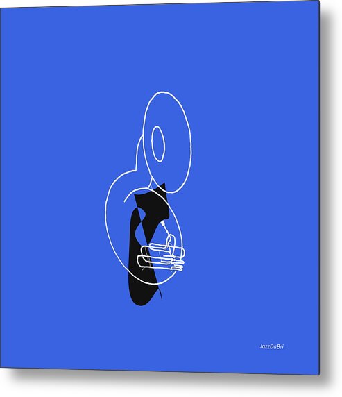 Jazzdabri Metal Print featuring the digital art Tuba in Blue by David Bridburg