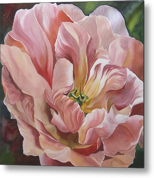 Tulip Metal Print featuring the painting Tulip in pink by Alfred Ng