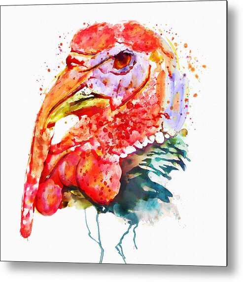Birds Metal Print featuring the painting Turkey Head by Marian Voicu
