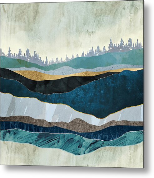 Turquoise Metal Print featuring the digital art Turquoise Hills by Spacefrog Designs