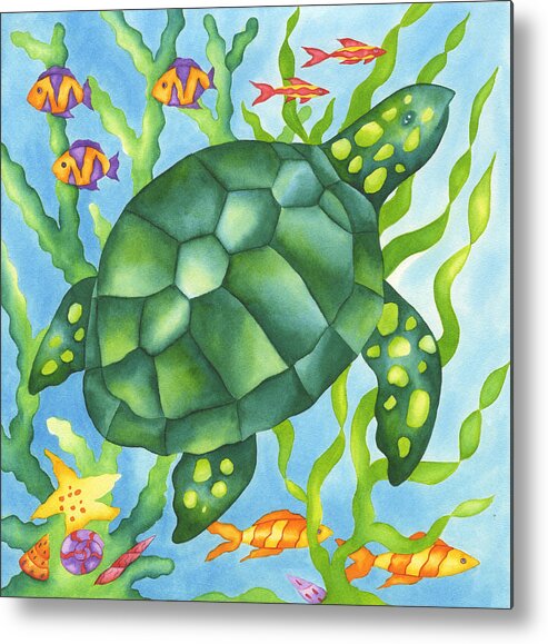 Turtle Metal Print featuring the painting Turtle by Barbara Leonard