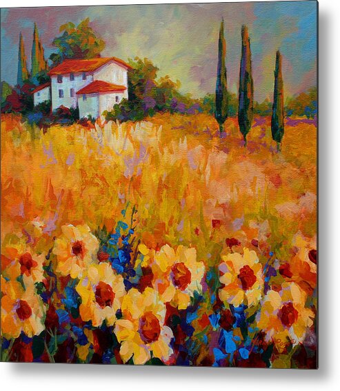 Tuscany Metal Print featuring the painting Tuscany Sunflowers by Marion Rose