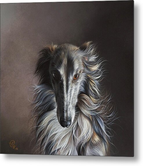 Dog Metal Print featuring the drawing Twilight angel by Elena Kolotusha