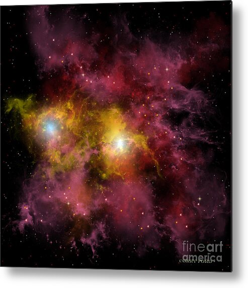 Science Fiction Metal Print featuring the painting Twin Star Nebula by Corey Ford