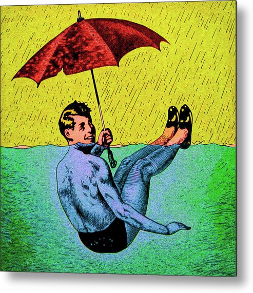  Metal Print featuring the painting Umbrella Man 3 by Steve Fields