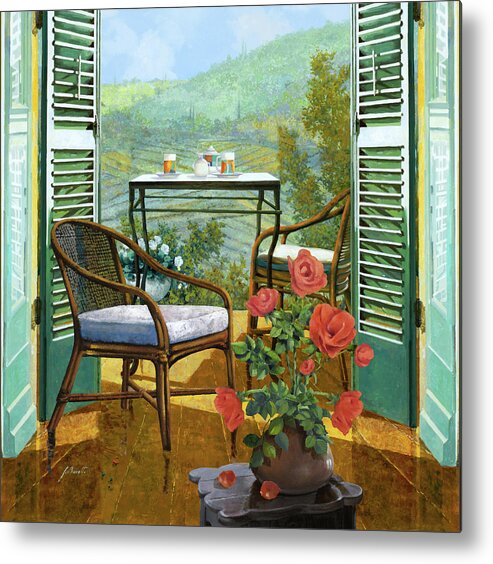 Rose Metal Print featuring the painting Un Vaso Di Rose by Guido Borelli