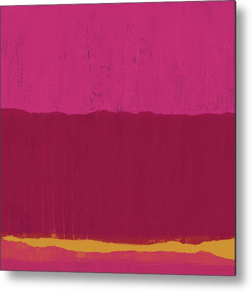 Abstract Metal Print featuring the mixed media Undaunted Pink 2- Art by Linda Woods by Linda Woods