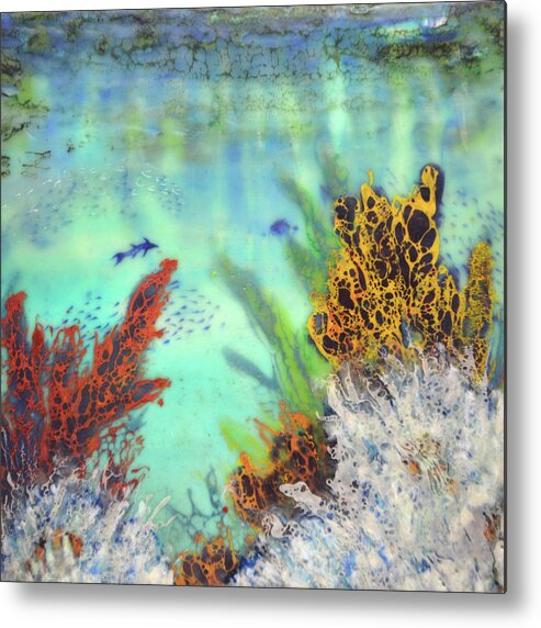 Encaustic Metal Print featuring the painting Underwater #2 by Jennifer Creech