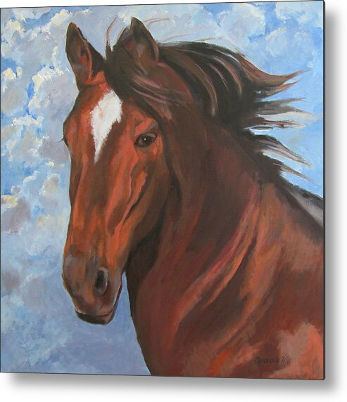 Horse Metal Print featuring the painting Up for the challenge by Synnove Pettersen