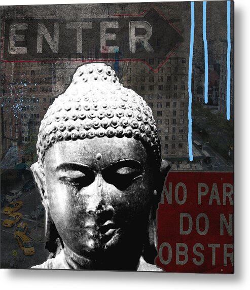Buddha Metal Print featuring the mixed media Urban Buddha 4- Art by Linda Woods by Linda Woods