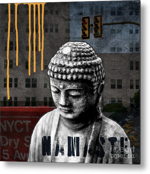 Buddha Metal Print featuring the mixed media Urban Buddha by Linda Woods