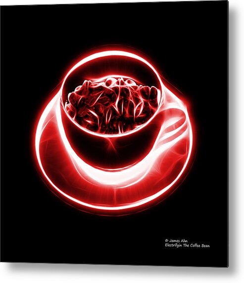 Coffee Metal Print featuring the digital art V2-BB-Electrifyin The Coffee Bean-Red by James Ahn
