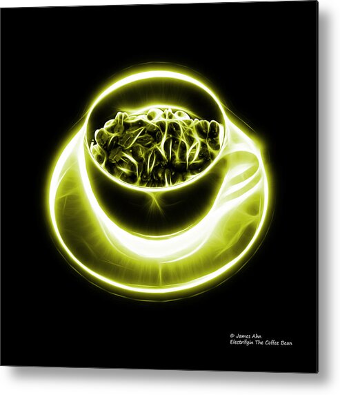 Coffee Metal Print featuring the digital art V2-BB-Electrifyin The Coffee Bean-Yellow by James Ahn
