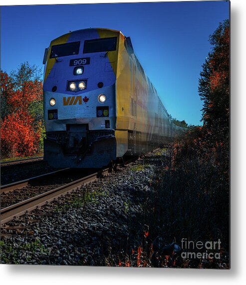 Autumn Metal Print featuring the photograph VIA Canada 150 by Roger Monahan