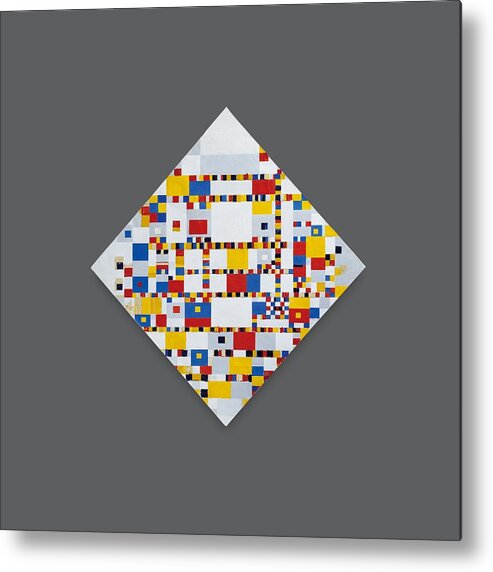 Victory Boogie Woogie Piet Mondrian Metal Print featuring the painting Victory Boogie by MotionAge Designs