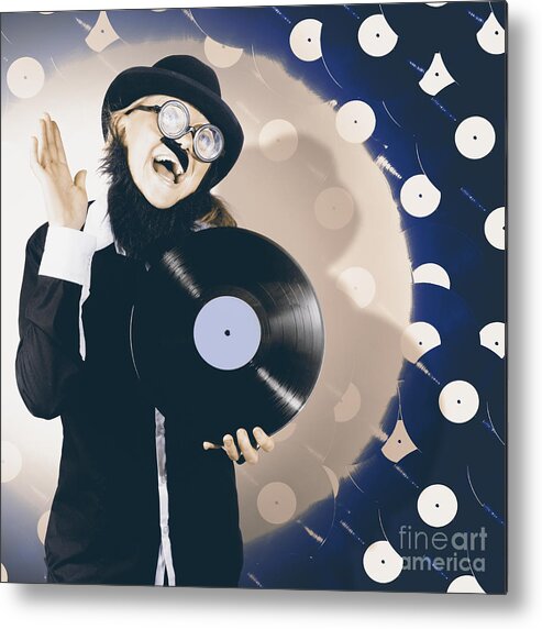 Audiophile Metal Print featuring the photograph Vintage DJ bringing back the retro beat by Jorgo Photography