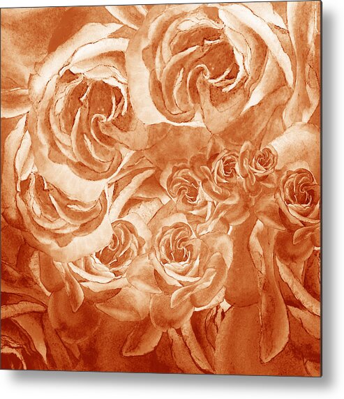 Rose Metal Print featuring the painting Vintage Rose Petals Abstract by Irina Sztukowski