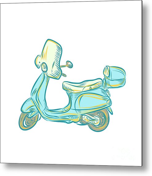 Etching Metal Print featuring the digital art Vintage Scooter Etching by Aloysius Patrimonio