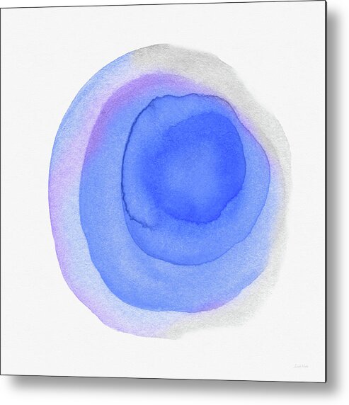Blue Metal Print featuring the painting Violet Drops 3- Art by Linda Woods by Linda Woods