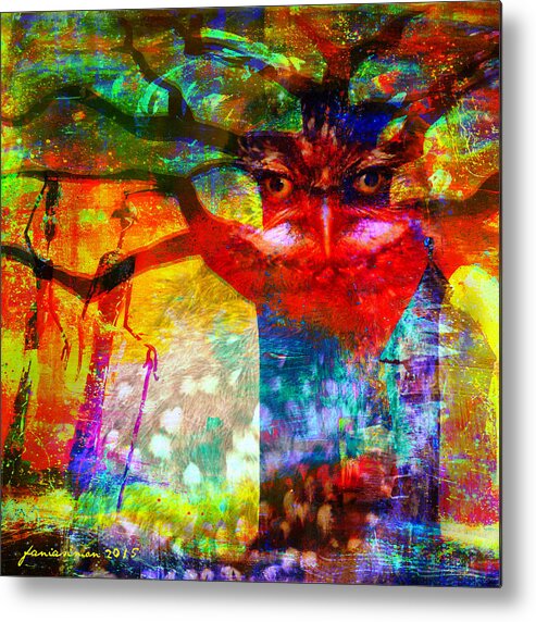 Vision The Tree Of Life Ife Colorful Forest Red Yellow Vision; Metal Print featuring the mixed media Vision the Tree of Life by Fania Simon