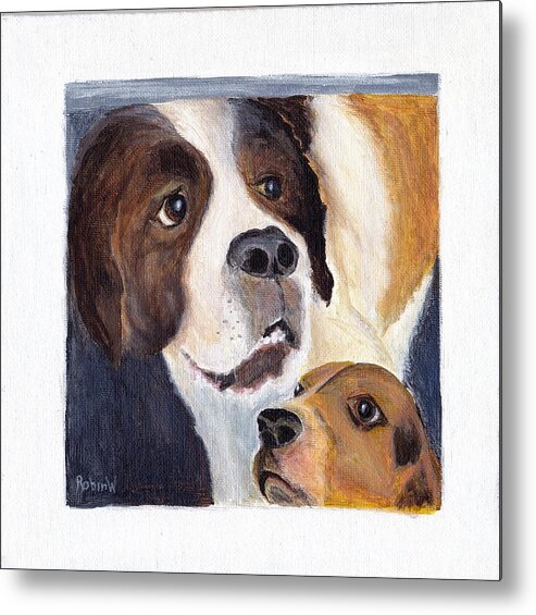 Dogs Metal Print featuring the painting Wait in the Car by Robin Wiesneth