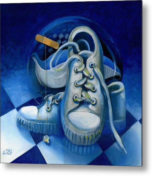 Surrealism Metal Print featuring the painting Walk for Health by Roger Calle