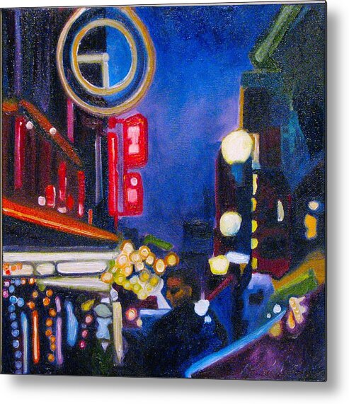 Night Scene Metal Print featuring the painting Wandering at Dusk by Patricia Arroyo
