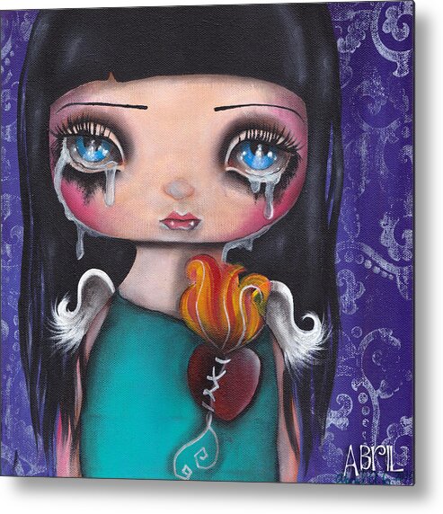 Angel Metal Print featuring the painting Wash Away my Tears by Abril Andrade