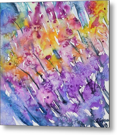 Flower Metal Print featuring the painting Watercolor - Abstract Flower Garden by Cascade Colors
