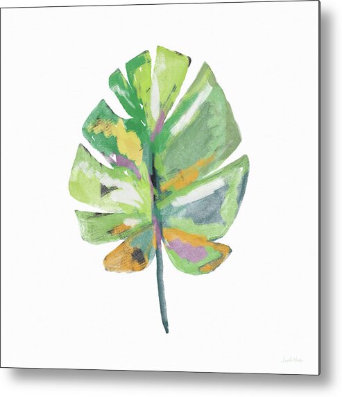 Leaf Metal Print featuring the mixed media Watercolor Palm Leaf- Art by Linda Woods by Linda Woods