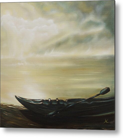 Water Metal Print featuring the painting Wayfarer's Sojourn by Neslihan Ergul Colley