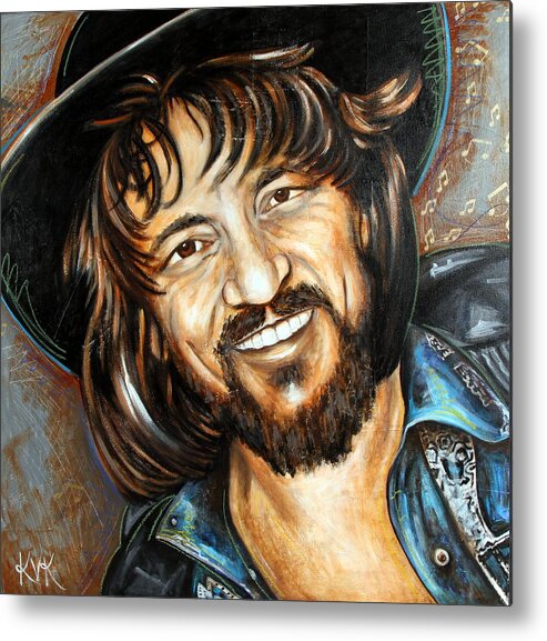 Country Art Metal Print featuring the mixed media Waylon Jennings by Katia Von Kral