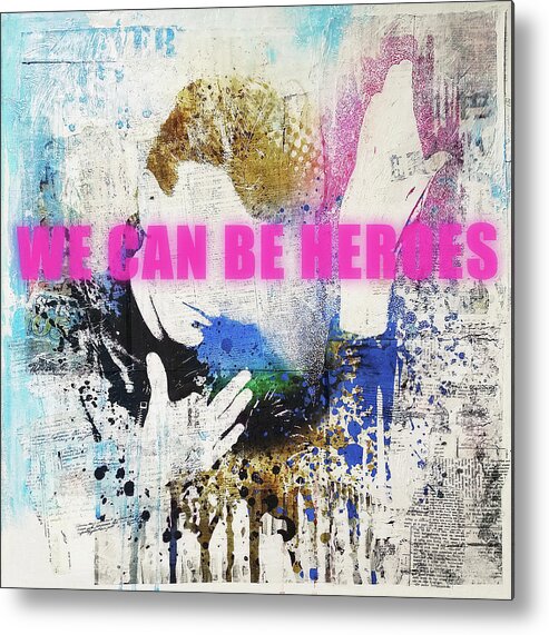 Jimi Metal Print featuring the painting We can be heroes by Art Popop
