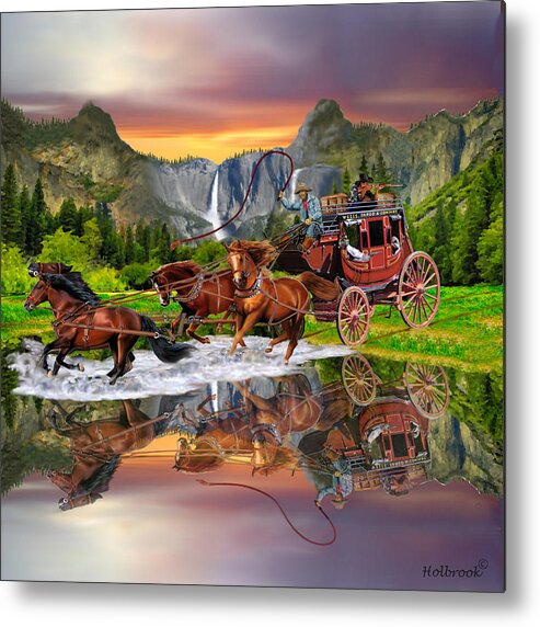 Stagecoach Metal Print featuring the digital art Wells Fargo Stagecoach by Glenn Holbrook