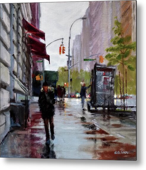New York Metal Print featuring the painting Wet Morning, Early Spring by Peter Salwen
