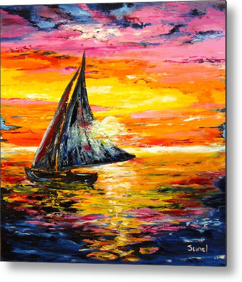 Sunset Metal Print featuring the painting When the sun goes down by Sunel De Lange