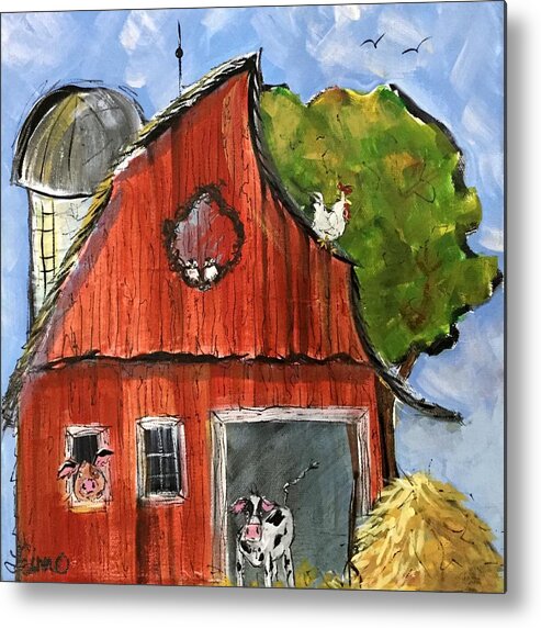 Barn Metal Print featuring the painting Whimscial Barn by Terri Einer