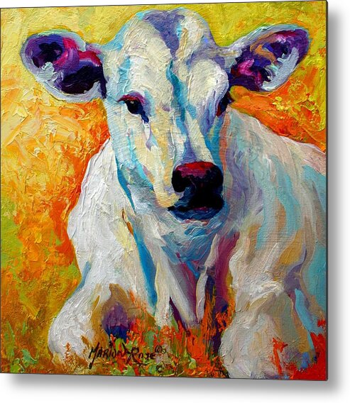 Western Metal Print featuring the painting White Calf by Marion Rose
