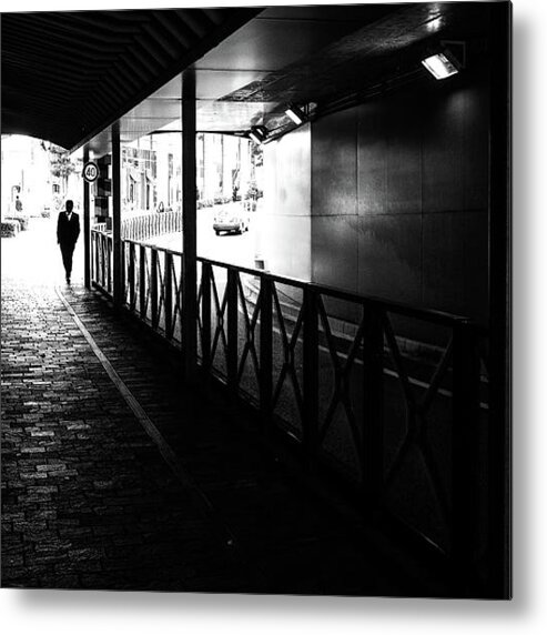 Black Metal Print featuring the photograph White collar - Tokyo, Japan - Black and white street photography by Giuseppe Milo