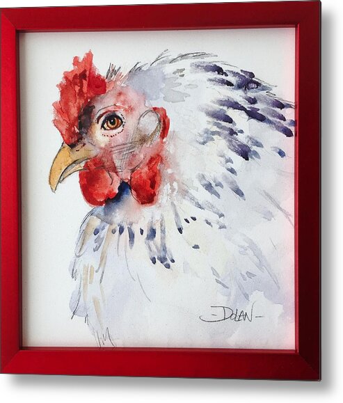 Chicken Metal Print featuring the painting White Hen by Pat Dolan
