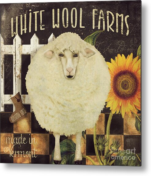 Sheep Metal Print featuring the painting White Wool Farms by Mindy Sommers