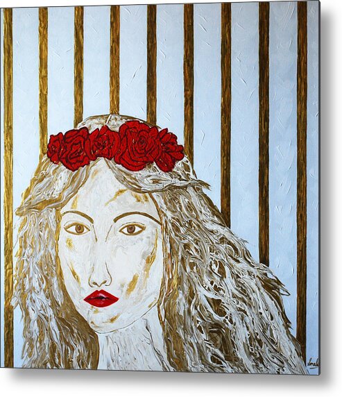 Gold Metal Print featuring the painting Who is she? by Sonali Kukreja