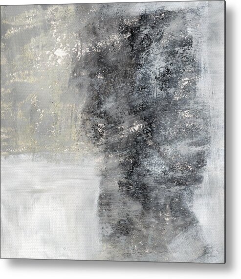 Grey Abstract Art Metal Print featuring the painting Wind In My Sails- Abstract Art by Linda Woods