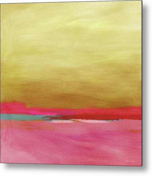 Abstract Metal Print featuring the mixed media Windswept Sunrise- Art by Linda Woods by Linda Woods