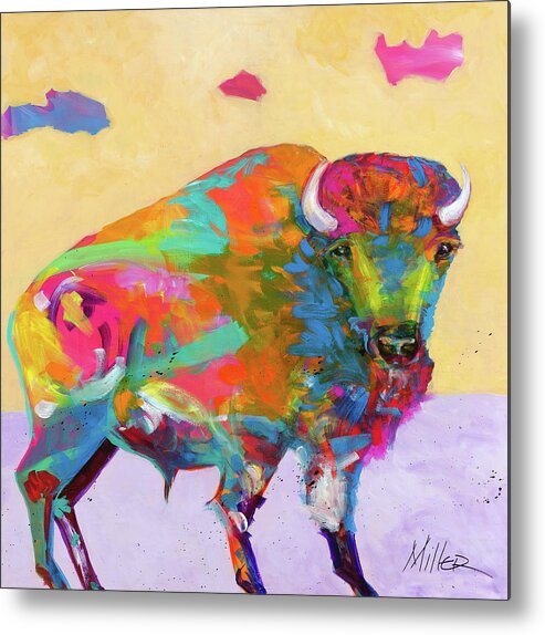Buffalo Metal Print featuring the painting Windswept by Tracy Miller
