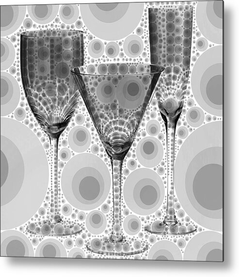 Wine Glasses Metal Print featuring the digital art Wine Glass Art-3 by Nina Bradica