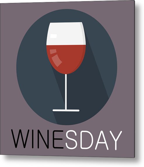 Wine Metal Print featuring the painting Wine Poster Print - It's Winesday by Beautify My Walls