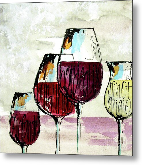 Original Watercolors Metal Print featuring the painting Wine Snob 2 by Chris Paschke